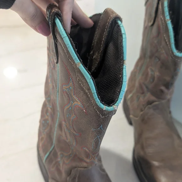Justin Boots Gypsy Raya Brown and Teal Cowboy Boots Women's Size 7 - Picture 5 of 13